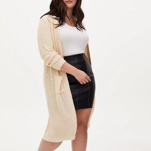 TORRID IVORY SHAKER STITCH OPEN FRONT CARDIGAN